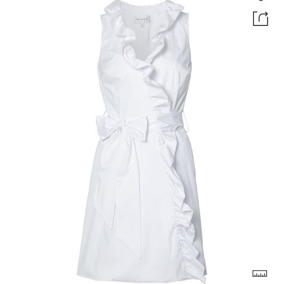 MILLY White Ruffle Trim Wrap Dress - Picture 3 of 7